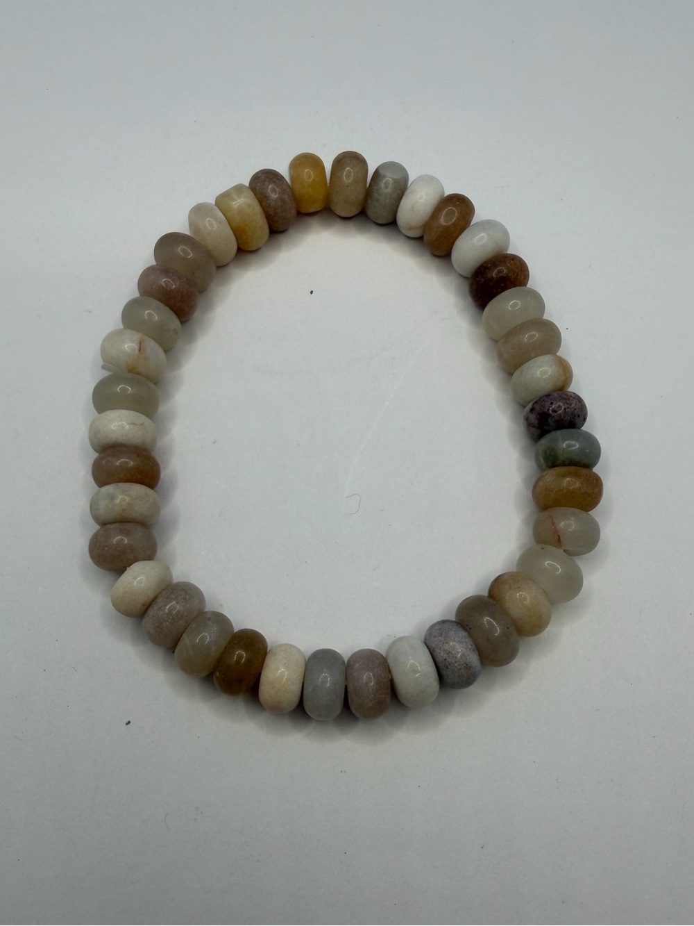 Natural Moonstone Stretch Beaded Bracelet Neutral Earth Tone Gemstone Jewelry - Picture 2 of 4
